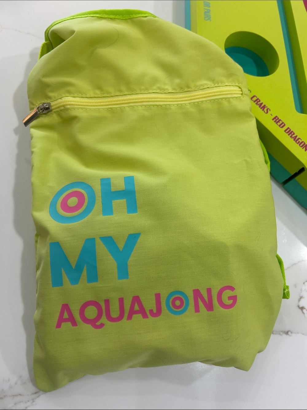 Oh My Aquajong Neon Lime Swim floating mat with Packable Pouch - Picture 3 of 5